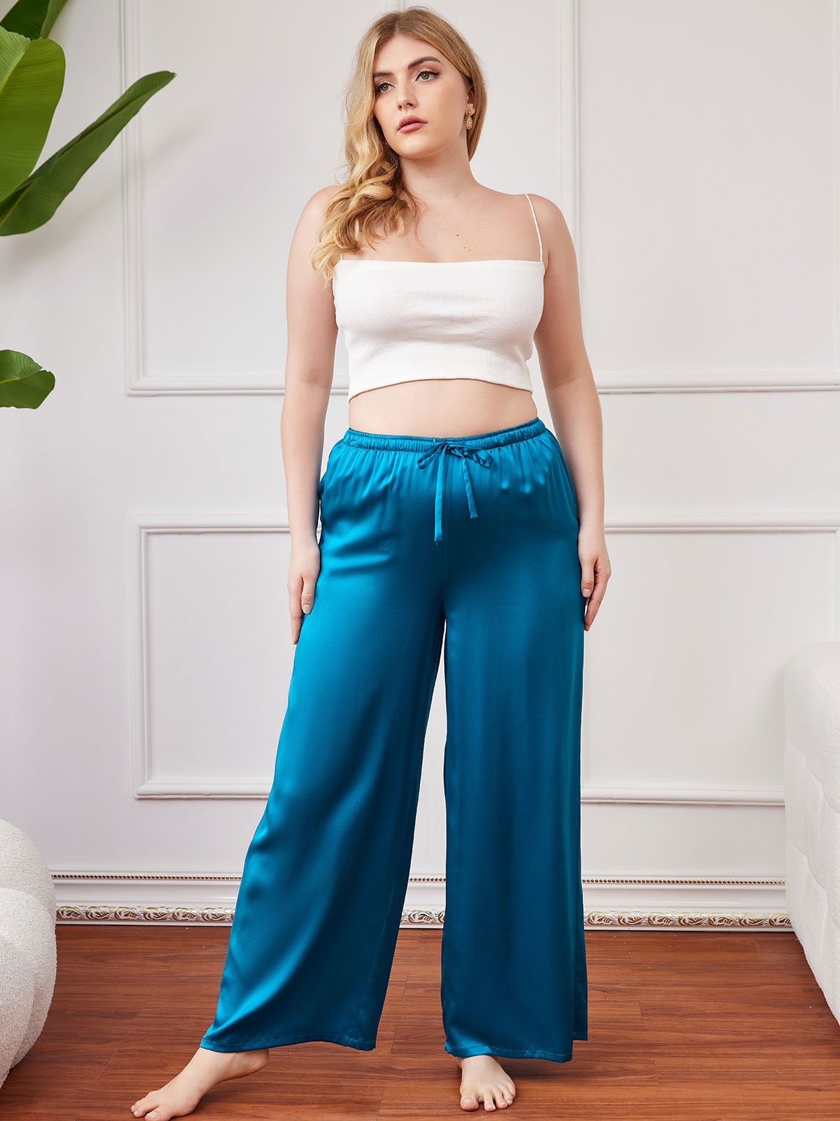 SilkSilky AU Pure Silk Plus Size Womens Pants Teal 003