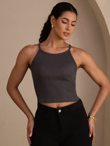 [Gray] SilkSilky-AU Sleeveless Crew Neck Camisole 003