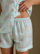[Sky Floral] SilkSilky-AU Short Sleeve Notch Collar Women's Pyjamas 006