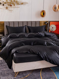 SilkSilky AU 19Momme Pure Silk Bedding Set Black 003