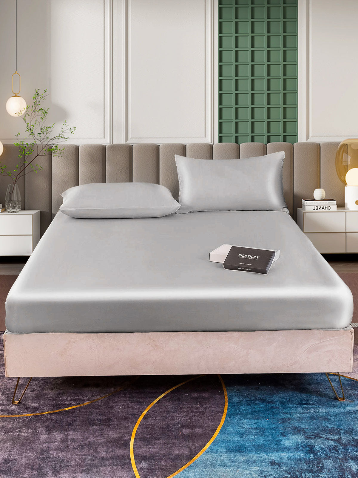 SilkSilky AU 25Momme Pure Silk Bedding Set Silver 002