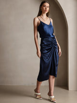 [Dark Blue] SilkSilky-AU Spaghetti Strap V Neck Camisole 004