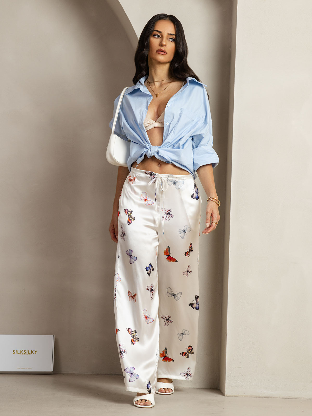 [White Butterfly] SilkSilky-AU 19Momme Silk Womens Pants 006