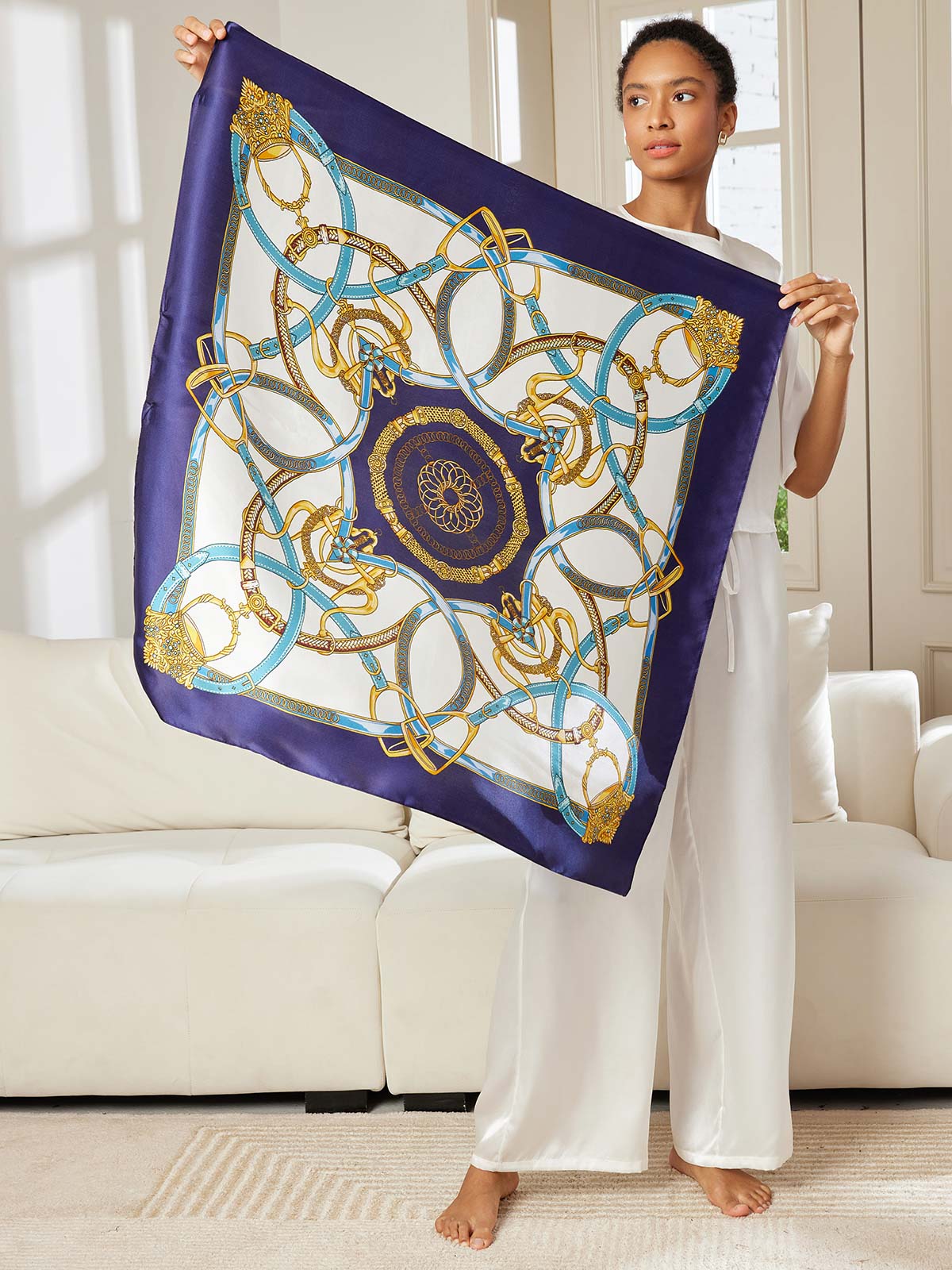 SilkSilky AU Pure Silk Scarf Blue 003