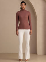 [Cameo Rose] SilkSilky-AU Long Sleeve Turtle Neck Women's T-Shirt 007