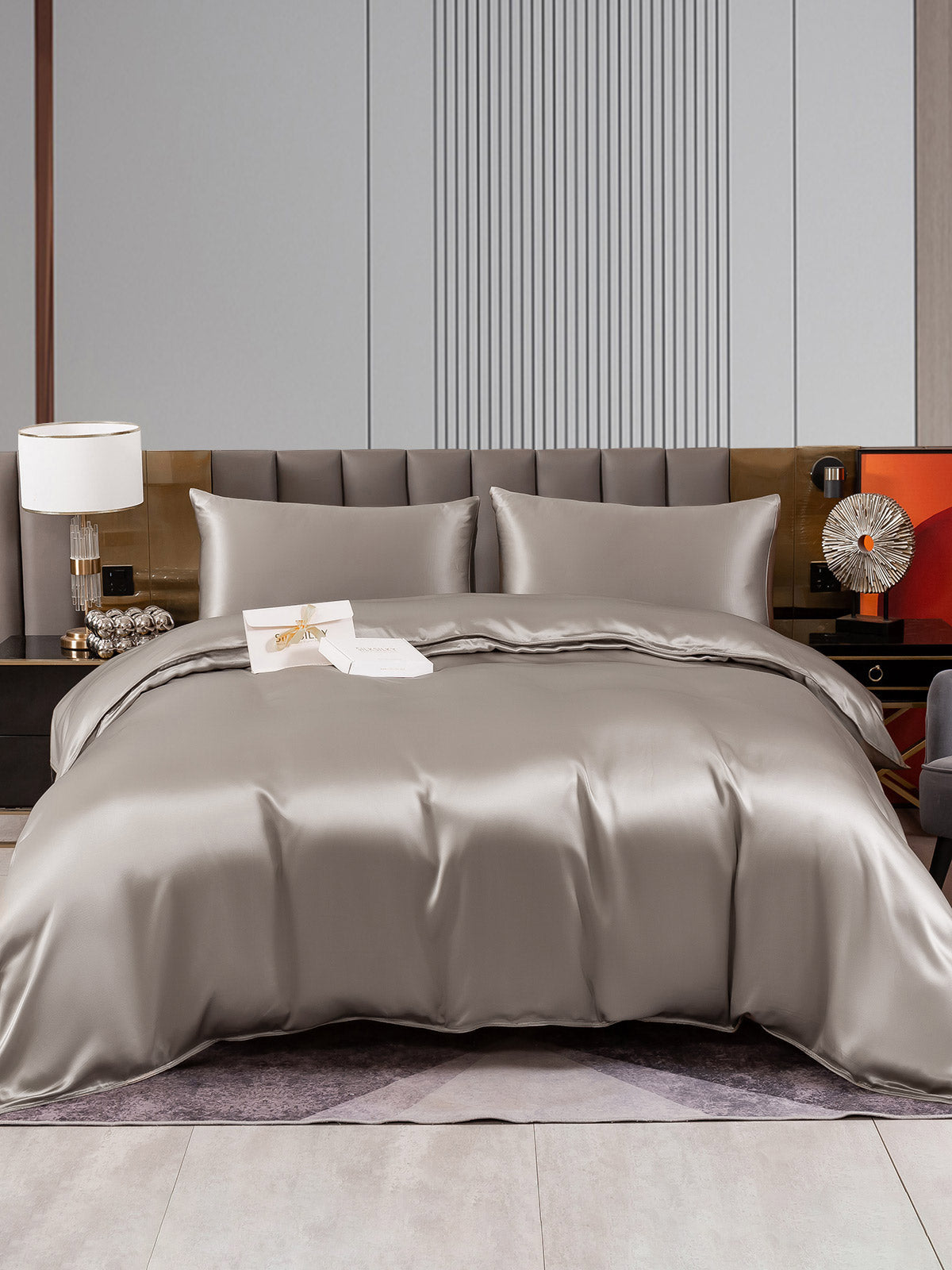 SilkSilky AU 22Momme Pure Silk Bedding Set Gray 001