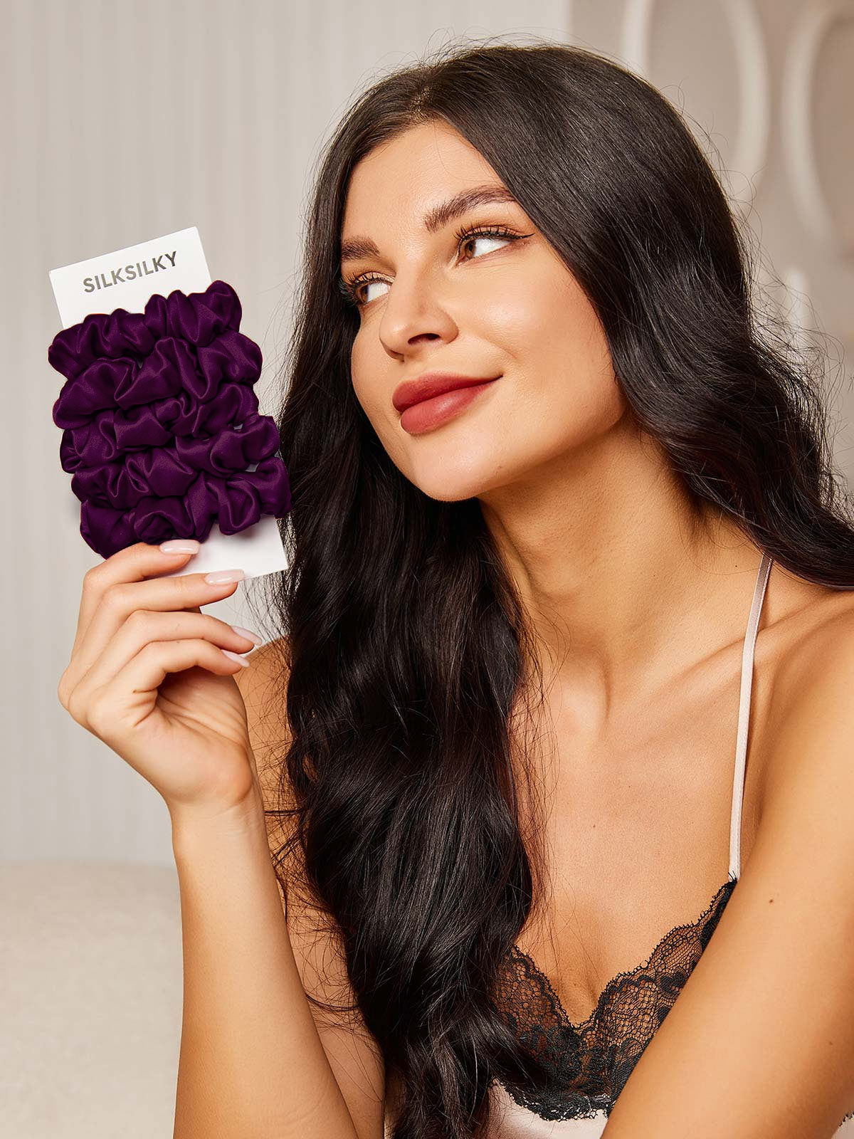 [Deep Purple] SilkSilky-AU 19Momme Pure Silk Scrunchie 001