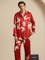 [Wine] SilkSilky-AU Long Sleeve Notch Collar Men's Pyjamas 006