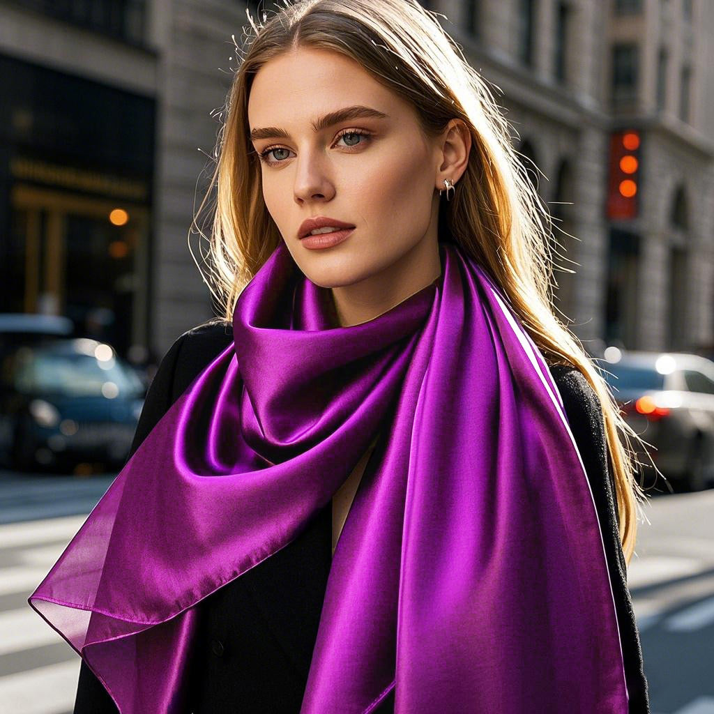 SilkSilky-AU Pure Silk Scarf Purple 001