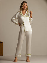 [White] SilkSilky-AU Long Sleeve Notch Collar Women's Pyjamas 009
