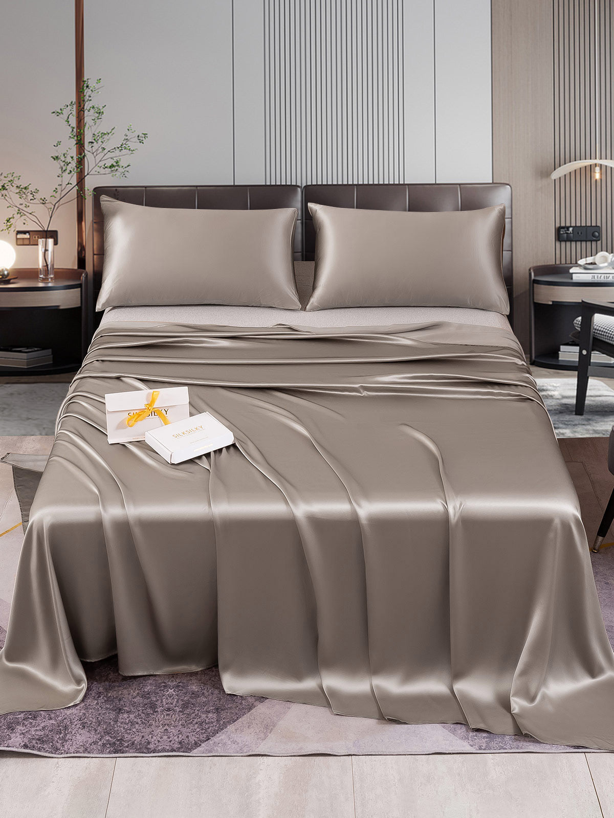 SilkSilky AU 22Momme Pure Silk Bedding Set Gray 001