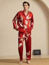 [Wine] SilkSilky-AU Long Sleeve Notch Collar Men's Pyjamas 004
