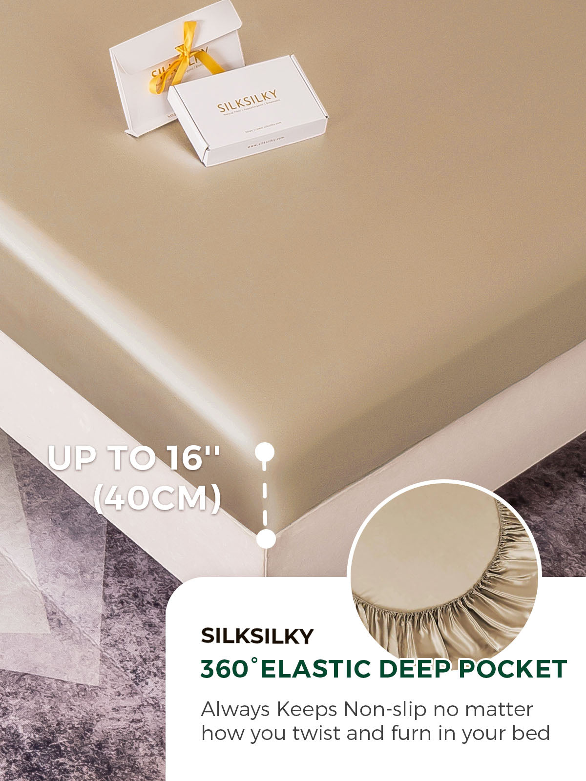 [Beige] SilkSilky-AU 22Momme Bedding Set 004