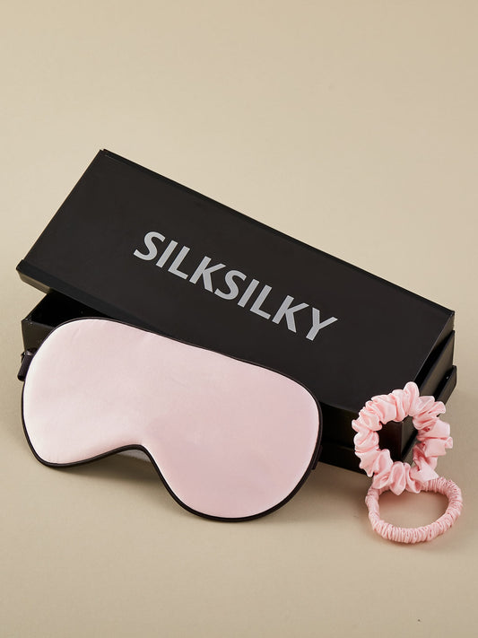 3Pcs-Set 19Momme Pure Silk Eye Mask + 2x Scrunchies