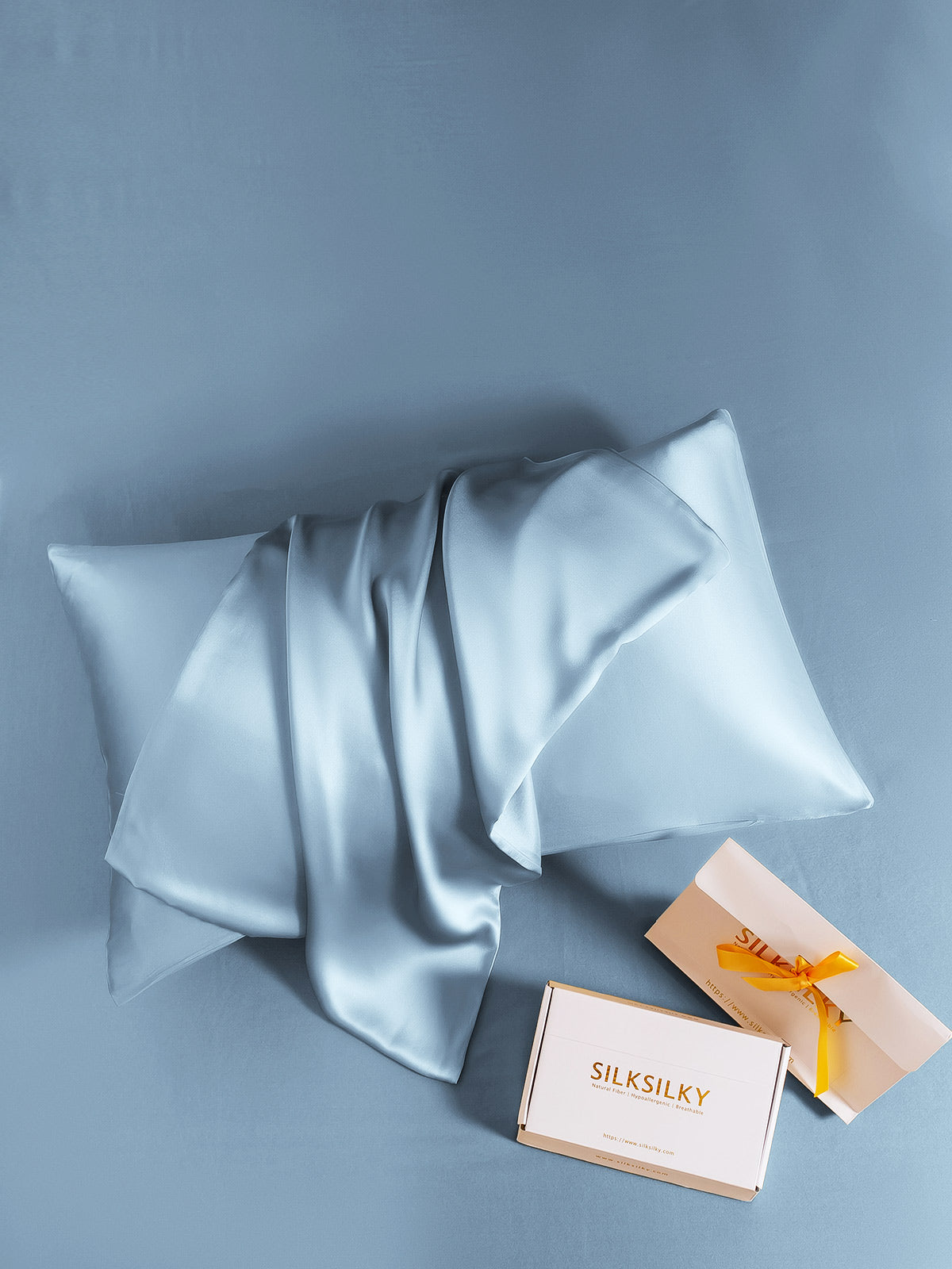 [Light Blue] SilkSilky-AU 19Momme Pure Silk Pillowcase 005