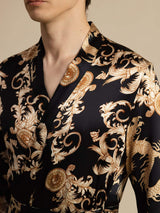 [Black Dragon] SilkSilky-AU Long Sleeve Men's Dressing Gown 003