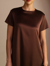[Bitter Chocolate] SilkSilky-AU Short Sleeve Round Neck Dress 005