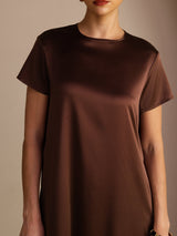 [Bitter Chocolate] SilkSilky-AU Short Sleeve Crew Neck Dress 005