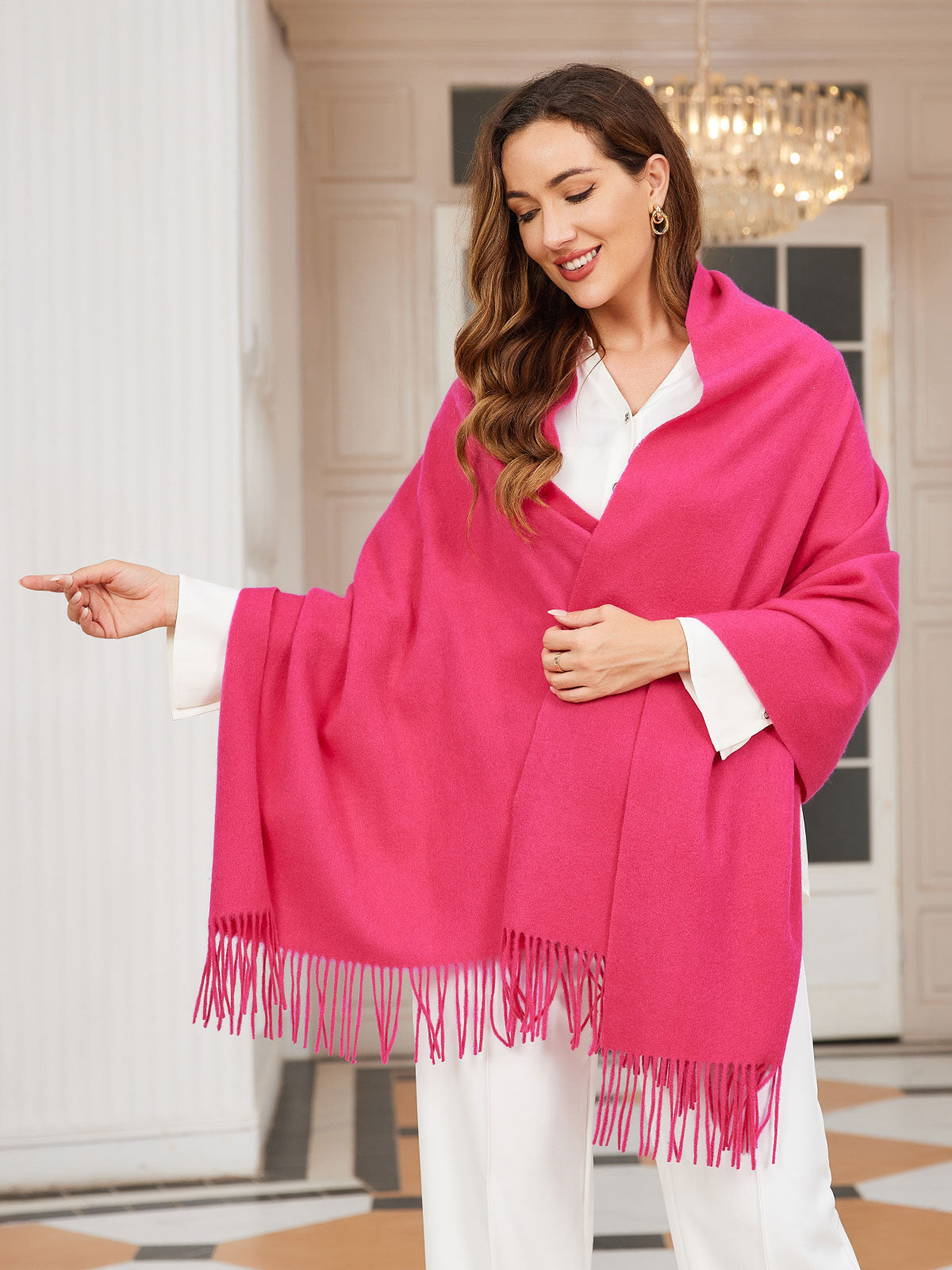 [Rose Red] SilkSilky-AU Wool Scarf 001