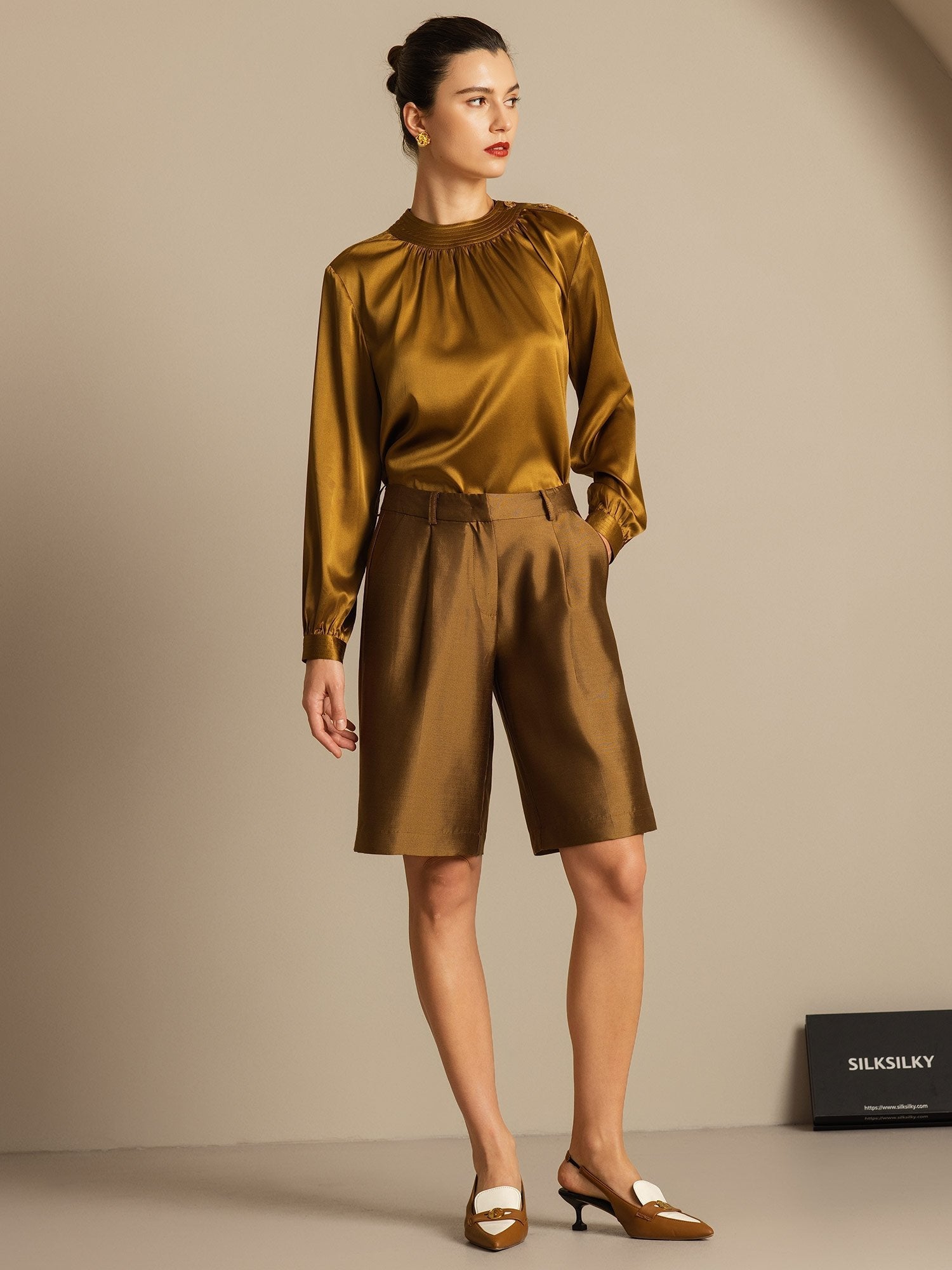 [Bronze] SilkSilky-AU 32Momme Wool Womens Shorts 008,