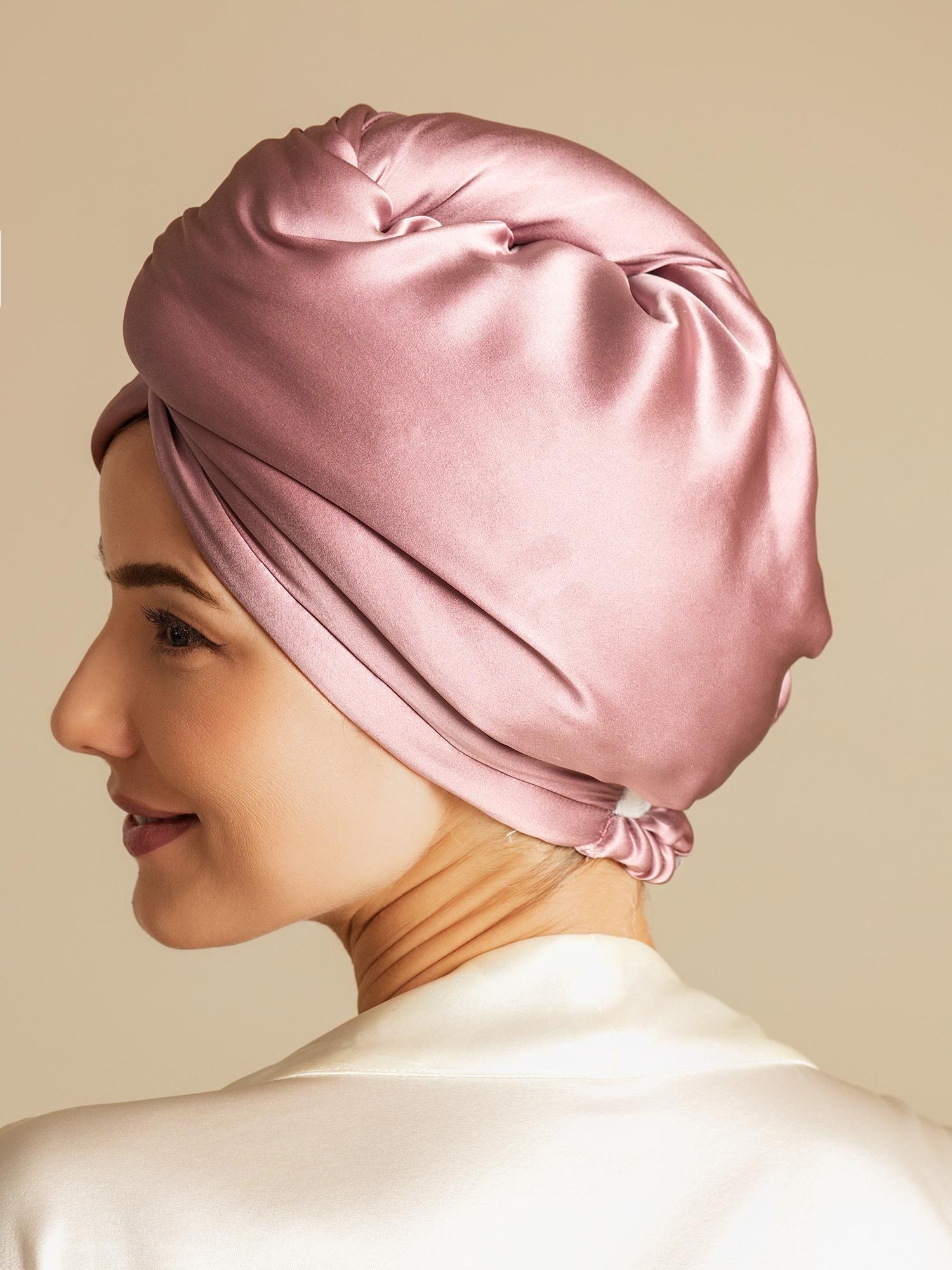 [Pale Mauve] SilkSilky-AU Pure Silk Wrap Hair Towel Wrap 002,