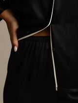 [Black] SilkSilky-AU Long Sleeve Notch Collar Women's Pyjamas 005
