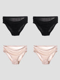 4Pcs Solid Color Mulberry Silk Knitted Panties (Bra NOT Included)