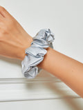 SilkSilky AU 19Momme Pure Silk Scrunchie Silver 001