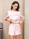 SilkSilky AU Pure Silk Short Sleeve Womens Pajamas Pink 004