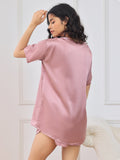 SilkSilky AU Pure Silk Short Sleeve Round Neck Women's Pyjamas PaleMauve 002