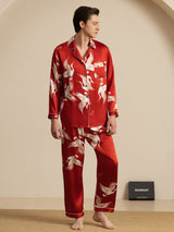 [Wine] SilkSilky-AU Long Sleeve Notch Collar Men's Pyjamas 001