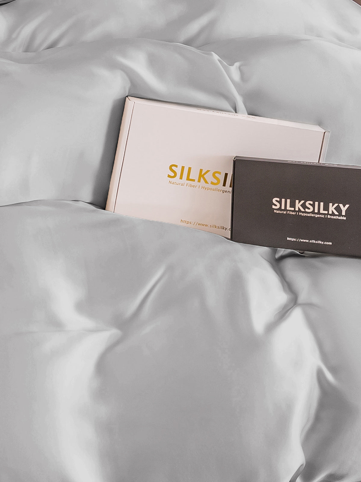 SilkSilky AU 19Momme Pure Silk Duvet Cover Silver 004