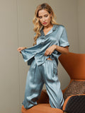 SilkSilky-AU-Pure-Silk-Short-Sleeve-Lapel-Women's-Pyjamas-Steel-Blue-007