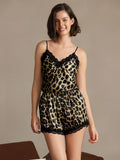 SilkSilky-AU Pure Silk V Neck Camisole Set Leopard 007