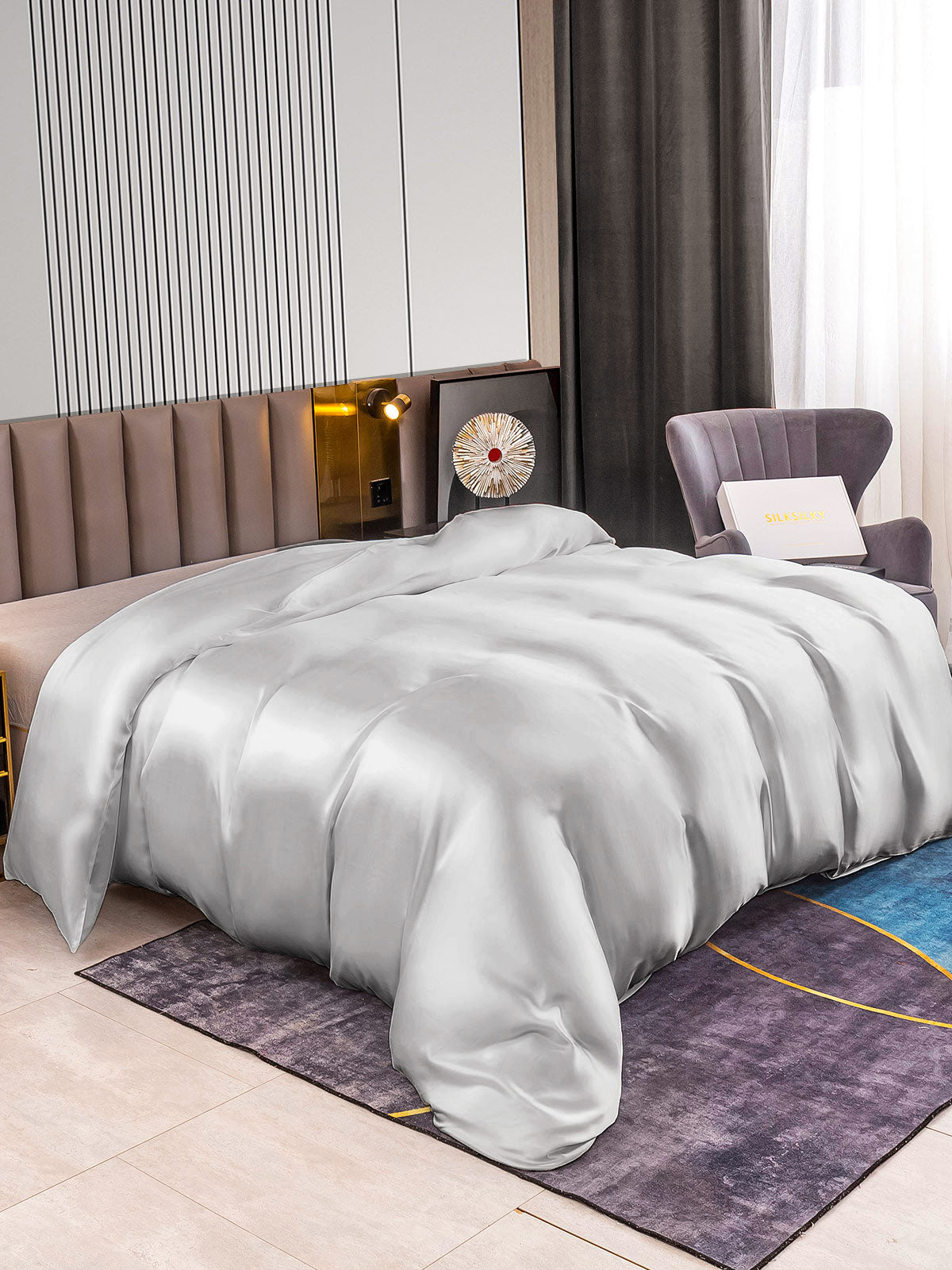 SilkSilky AU 22Momme Pure Silk Duvet Cover Silver 002