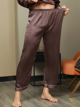 [Coffee] SilkSilky-AU Pure Silk Mens Sleep Bottoms 005,