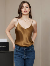 [Coffee] SilkSilky-AU Spaghetti Strap V Neck Camisole 005
