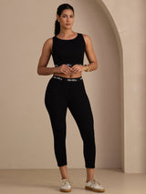 [Black] SilkSilky-AU Sleeveless Crew Neck Women's Outfit Sets 008