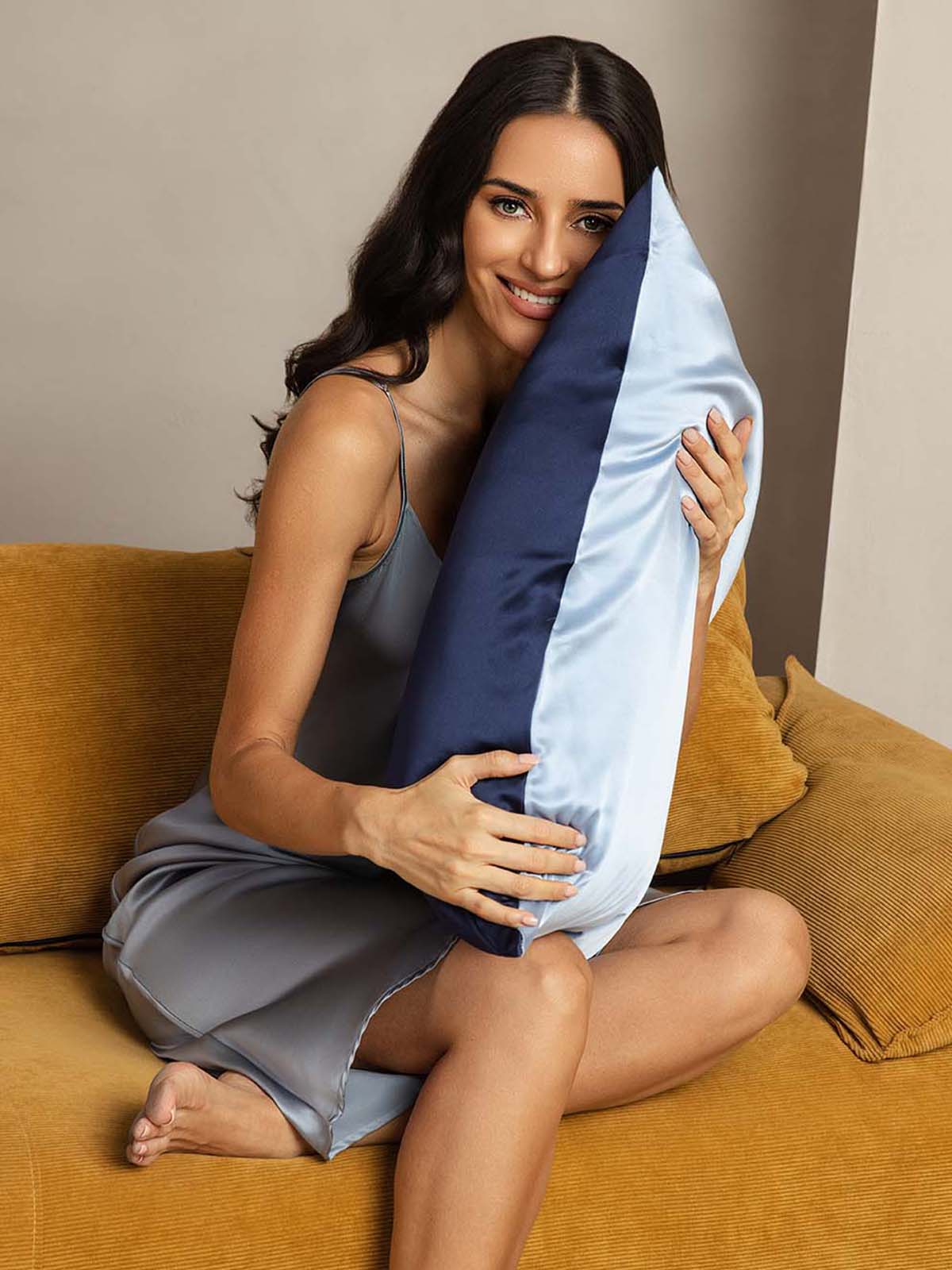 [DarkBlue+LightBlue] SilkSilky-AU 22Momme Pure Silk Pillowcase 003