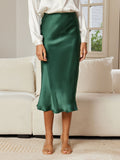 SilkSilky-AU 19Momme Pure Silk Skirt DarkGreen 004