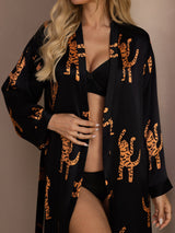 [Black Tiger] SilkSilky-AU Long Sleeve Women's Dressing Gown 004