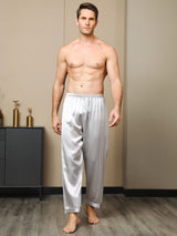 [Gray] SilkSilky-AU Pure Silk Mens Sleep Bottoms 003,