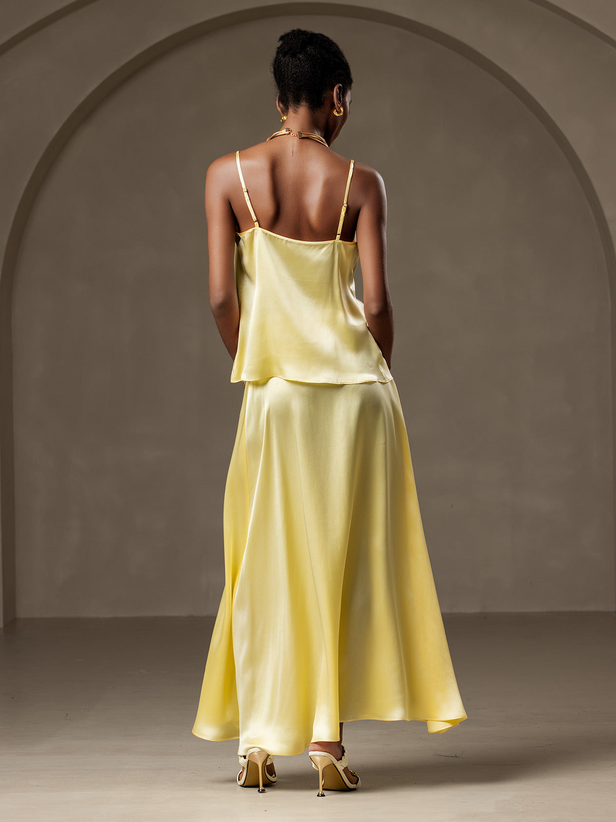 [Light Yellow] SilkSilky-AU 19Momme Silk Skirt 004
