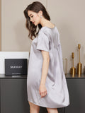 SilkSilky AU Pure Silk Short Sleeve Round Neck Nightgown LightGray 006