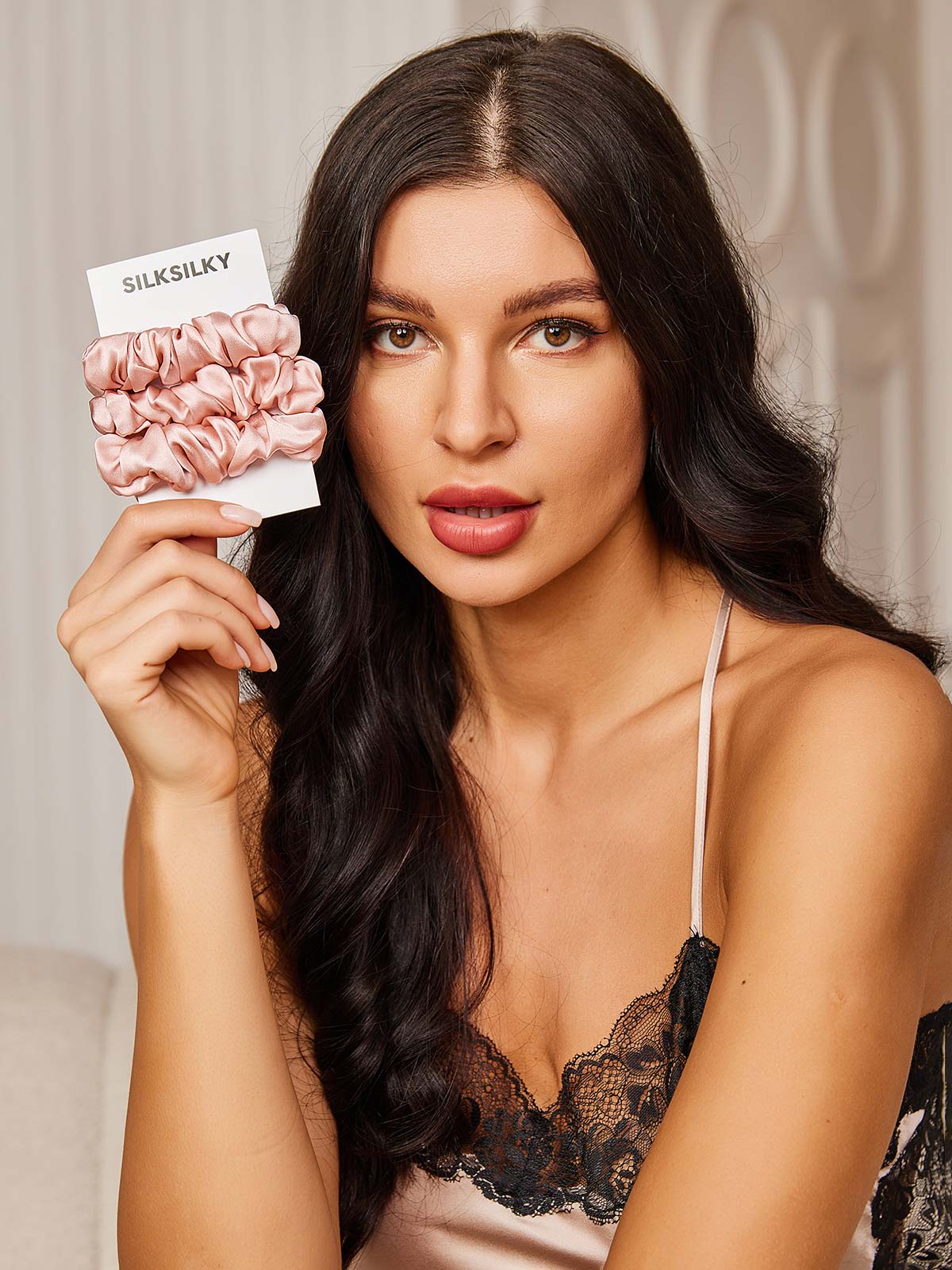 [Pink] SilkSilky-AU 19Momme Pure Silk Scrunchie 001