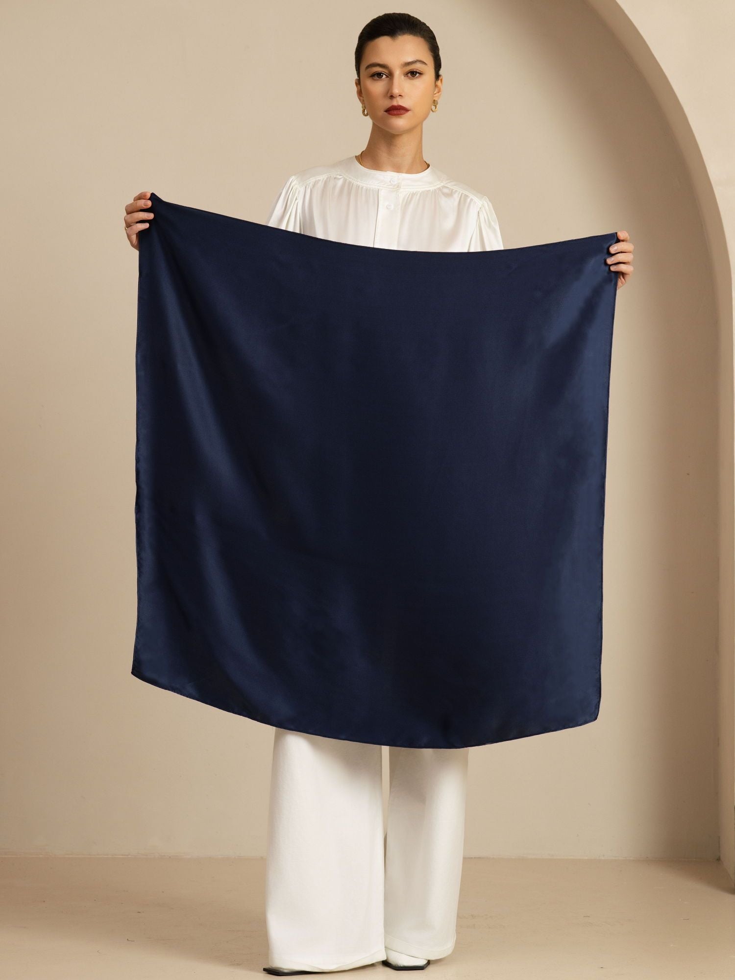 [DarkBlue] SilkSilky-AU Pure Silk Scarf 003