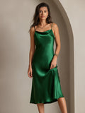 SilkSilky AU Pure Silk Sleeveless Cowl Neck Dress Green 005