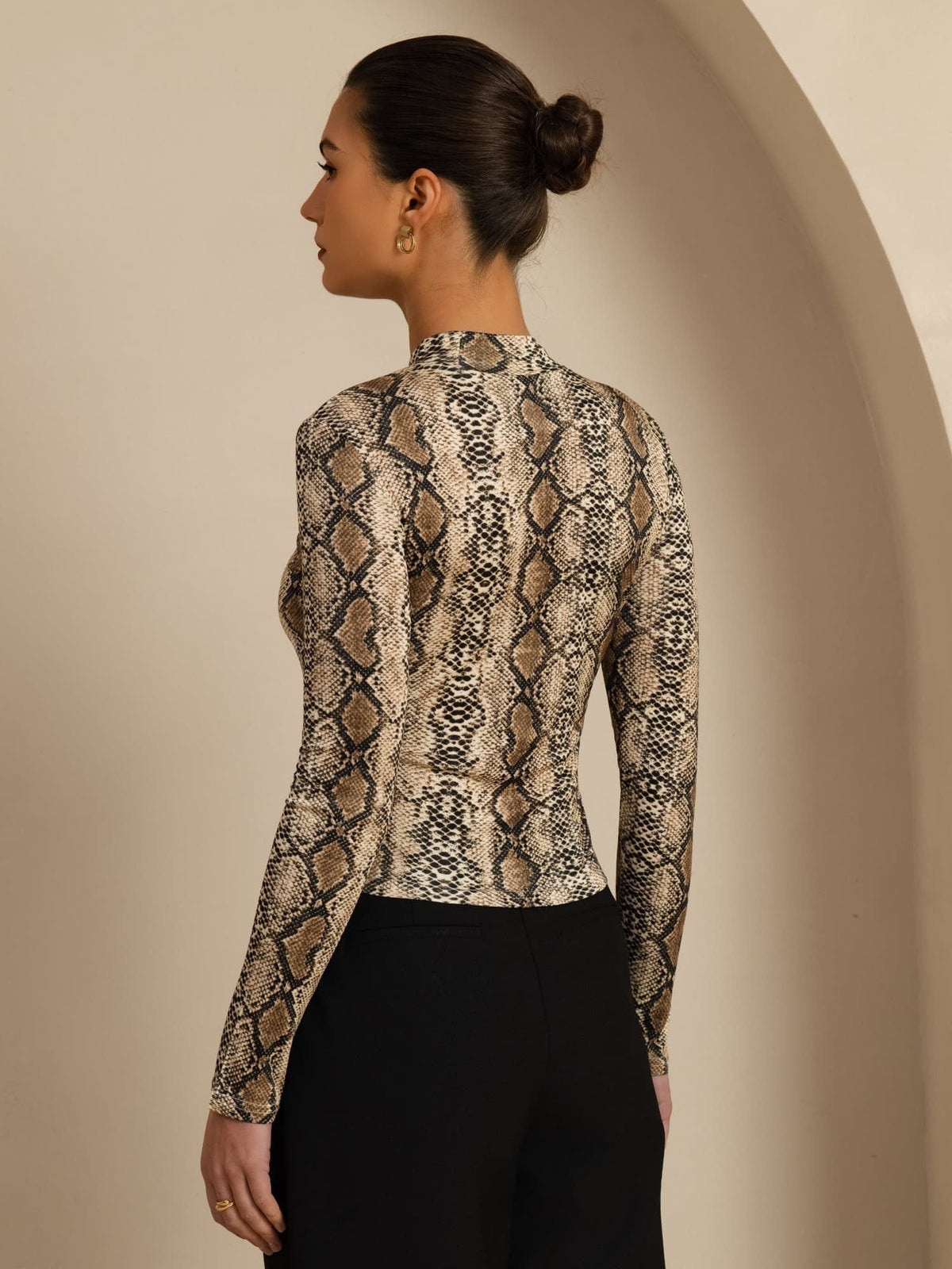 [Snakeskin] SilkSilky-AU Long Sleeve Women's T-Shirt 002