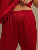 [Wine] SilkSilky-AU 19Momme Machine-Washable Silk Sleeveless Scoop Neck Women's Pyjamas 003