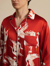 [Wine] SilkSilky-AU Long Sleeve Notch Collar Men's Pyjamas 007